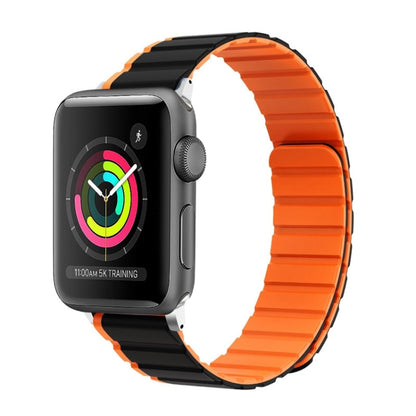 For Apple Watch Series 3 42mm ZGA Two Color Magnetic Silicone Watch Band(Black+Orange) - Watch Bands by ZGA | Online Shopping South Africa | PMC Jewellery | Buy Now Pay Later Mobicred