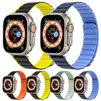 For Apple Watch Series 7 45mm ZGA Two Color Magnetic Silicone Watch Band(Dark Blue+Light Blue) - Watch Bands by ZGA | Online Shopping South Africa | PMC Jewellery | Buy Now Pay Later Mobicred