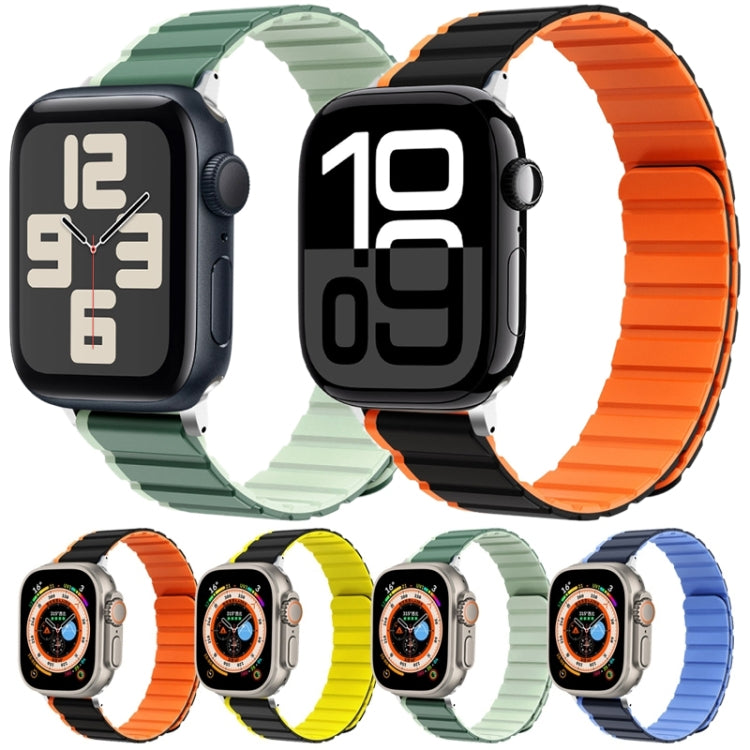 For Apple Watch SE 2022 44mm ZGA Two Color Magnetic Silicone Watch Band(Black+Orange) - Watch Bands by ZGA | Online Shopping South Africa | PMC Jewellery | Buy Now Pay Later Mobicred