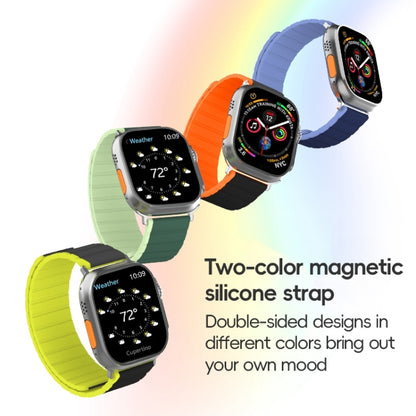 For Apple Watch SE 44mm ZGA Two Color Magnetic Silicone Watch Band(Black+Orange) - Watch Bands by ZGA | Online Shopping South Africa | PMC Jewellery | Buy Now Pay Later Mobicred