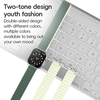 For Apple Watch SE 2022 44mm ZGA Two Color Magnetic Silicone Watch Band(Dark Green+Light Green) - Watch Bands by ZGA | Online Shopping South Africa | PMC Jewellery | Buy Now Pay Later Mobicred