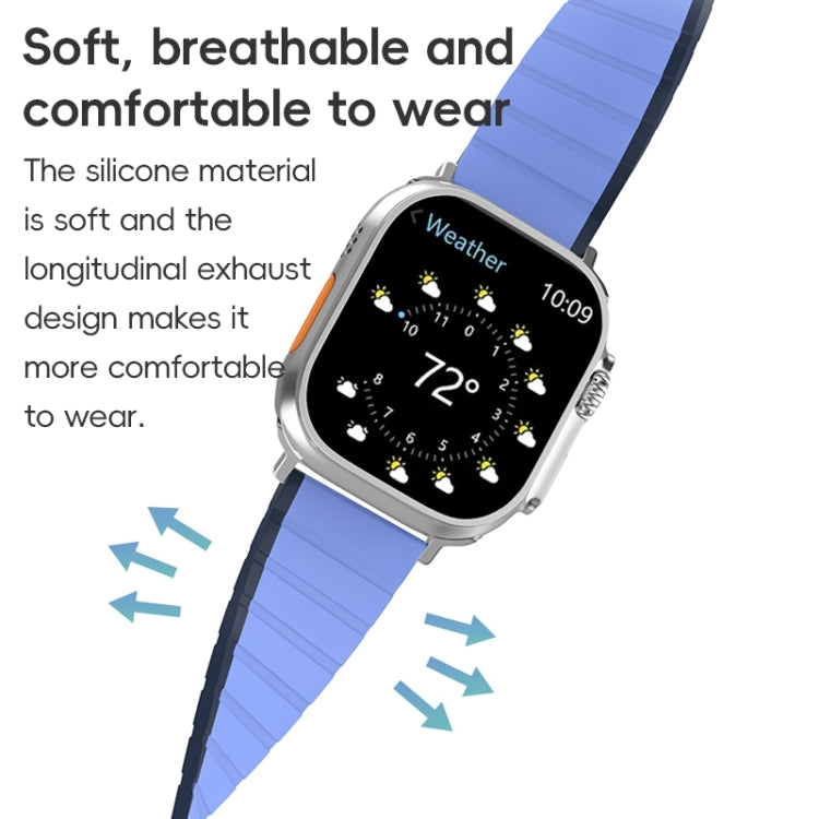 For Apple Watch Series 8 45mm ZGA Two Color Magnetic Silicone Watch Band(Dark Blue+Light Blue) - Watch Bands by ZGA | Online Shopping South Africa | PMC Jewellery | Buy Now Pay Later Mobicred