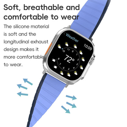 For Apple Watch Series 8 45mm ZGA Two Color Magnetic Silicone Watch Band(Dark Blue+Light Blue) - Watch Bands by ZGA | Online Shopping South Africa | PMC Jewellery | Buy Now Pay Later Mobicred