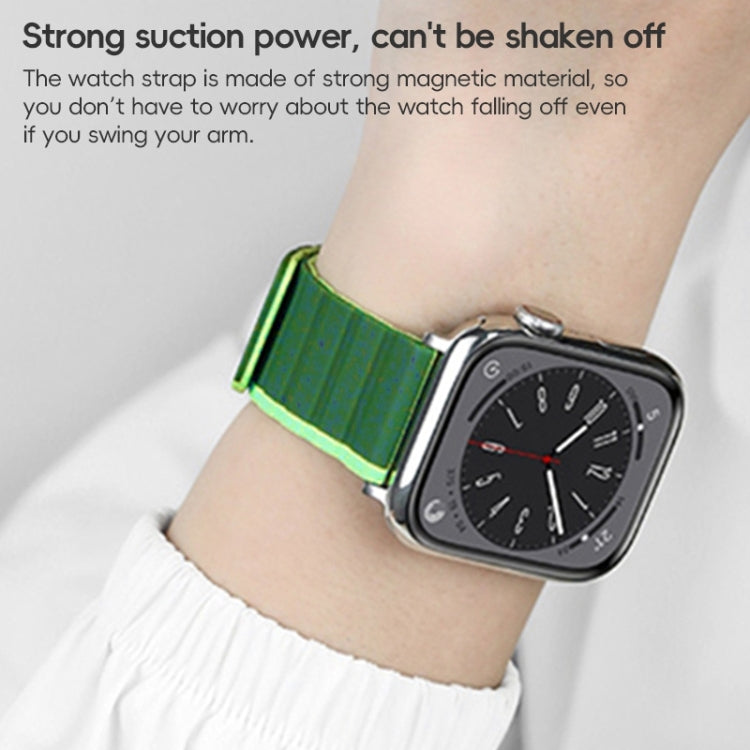 For Apple Watch Series 2 42mm ZGA Two Color Magnetic Silicone Watch Band(Dark Green+Light Green) - Watch Bands by ZGA | Online Shopping South Africa | PMC Jewellery | Buy Now Pay Later Mobicred