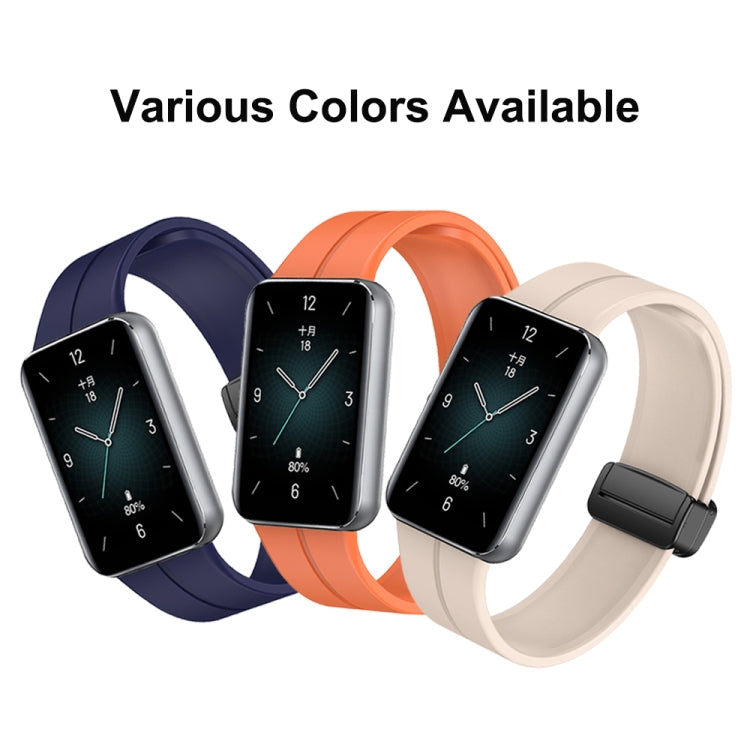 For Honor Band 9 Magnetic Folding Black Buckle Silicone Watch Band(Orange) - Watch Bands by PMC Jewellery | Online Shopping South Africa | PMC Jewellery