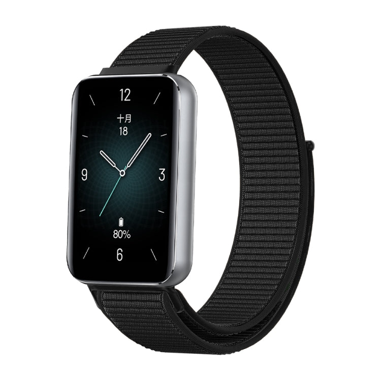 For Honor Band 9 Woven Nylon Loop Watch Band(Black) - Watch Bands by PMC TechLife | Online Shopping South Africa | PMC TechLife