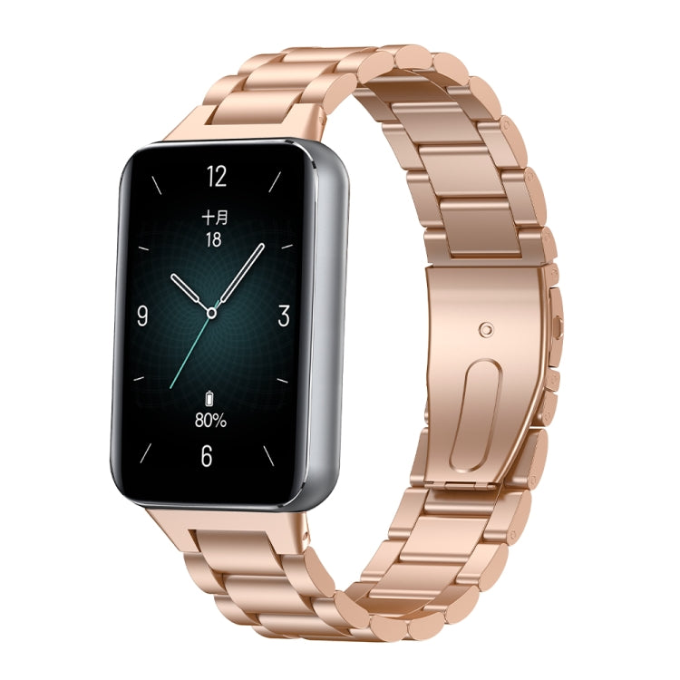 For Honor Band 9 Three Strains Metal Watch Band(Rose Gold) - Watch Bands by PMC TechLife | Online Shopping South Africa | PMC TechLife