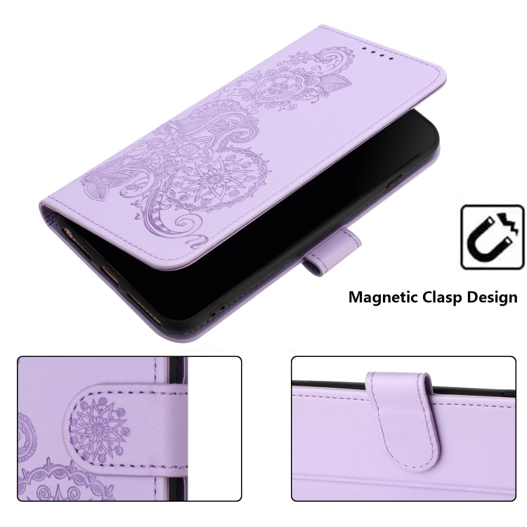 For iPhone SE 2024 Datura Flower Embossed Flip Leather Phone Case(Purple) - More iPhone Cases by PMC Jewellery | Online Shopping South Africa | PMC Jewellery | Buy Now Pay Later Mobicred