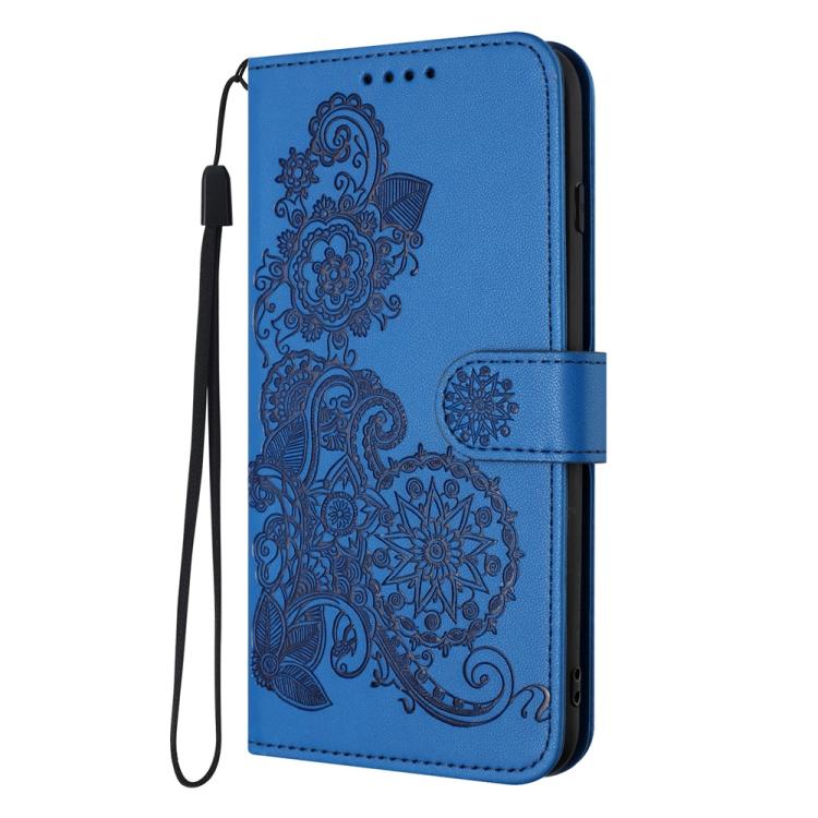 For iPhone 17 Pro Datura Flower Embossed Flip Leather Phone Case(Blue) - free shipping - PMc TechLife - Order now!