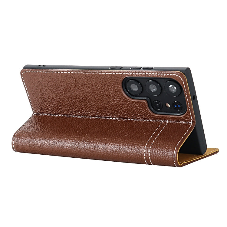 For Samsung Galaxy S24+ 5G GEBEI Top-grain Horizontal Flip Leather Phone Case(Brown) - Galaxy S24+ 5G Cases by GEBEI | Online Shopping South Africa | PMC Jewellery | Buy Now Pay Later Mobicred