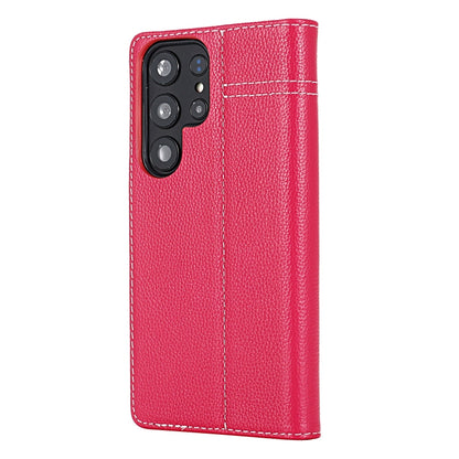 For Samsung Galaxy S24+ 5G GEBEI Top-grain Horizontal Flip Leather Phone Case(Rose Red) - Galaxy S24+ 5G Cases by GEBEI | Online Shopping South Africa | PMC Jewellery | Buy Now Pay Later Mobicred