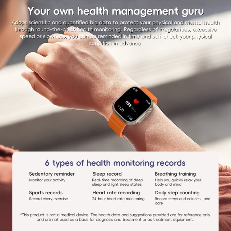 ZGA W02 2.02 inch Screen Seconds Hand BT Call Smart Watch, Support Heart Rate / AI Voice Assistant / Sedentary Reminder(Orange) - Smart Watches by ZGA | Online Shopping South Africa | PMC Jewellery | Buy Now Pay Later Mobicred