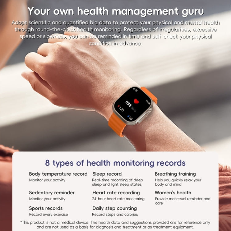 ZGA W04 2.03 inch Screen Seconds Hand BT Call Smart Watch, Support Health Monitor / AI Voice Assistant / SOS(Orange) - Smart Watches by ZGA | Online Shopping South Africa | PMC Jewellery | Buy Now Pay Later Mobicred