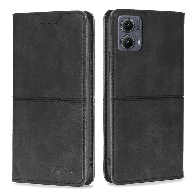 For Motorola Edge 5G 2024 Cow Texture Magnetic Leather Phone Case(Black) - Motorola Cases by PMC Jewellery | Online Shopping South Africa | PMC Jewellery | Buy Now Pay Later Mobicred