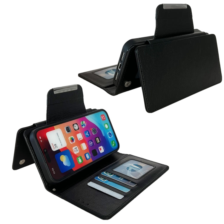 For iPhone 16 Pro Max Multifunctional 7-Cards Wallet Leather Phone Case(Black) - iPhone 16 Pro Max Cases by PMC Jewellery | Online Shopping South Africa | PMC Jewellery | Buy Now Pay Later Mobicred