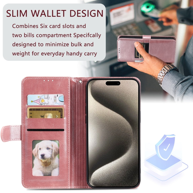 For iPhone 16 Pro Max Simple 6-Card Wallet Leather Phone Case(Rose Gold) - iPhone 16 Pro Max Cases by PMC TechLife | Online Shopping South Africa | PMC TechLife | Buy Now Pay Later Mobicred