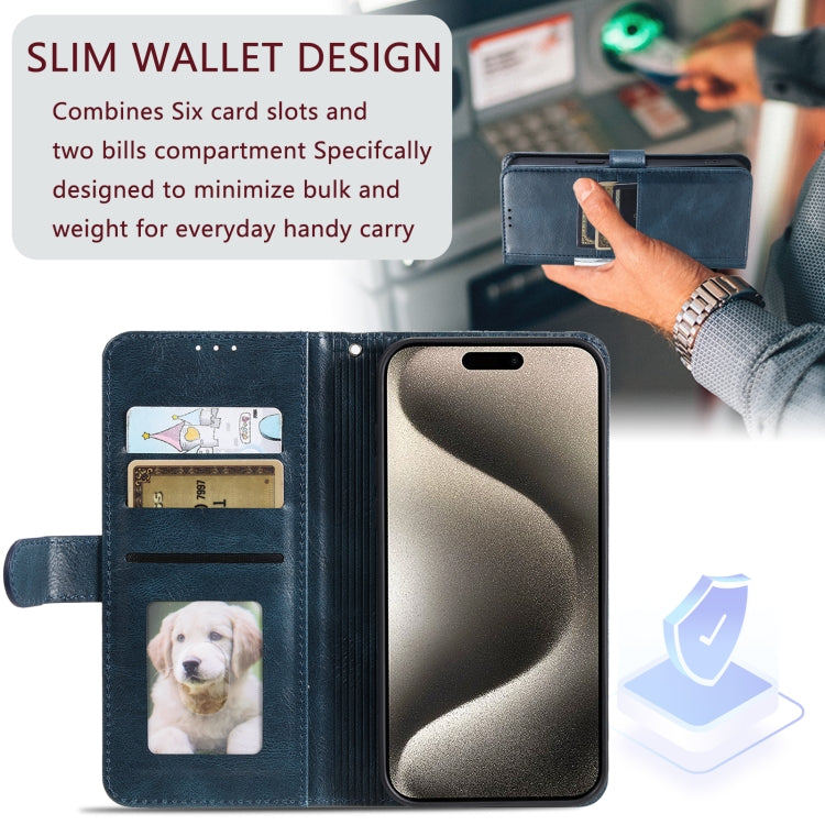 For iPhone 16 Pro Simple 6-Card Wallet Leather Phone Case(Navy Blue) - iPhone 16 Pro Cases by PMC Jewellery | Online Shopping South Africa | PMC Jewellery | Buy Now Pay Later Mobicred