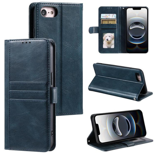 For iPhone 16e Simple 6-Card Wallet Leather Phone Case(Navy Blue) - iPhone 16e Cases by PMC Jewellery | Online Shopping South Africa | PMC Jewellery | Buy Now Pay Later Mobicred