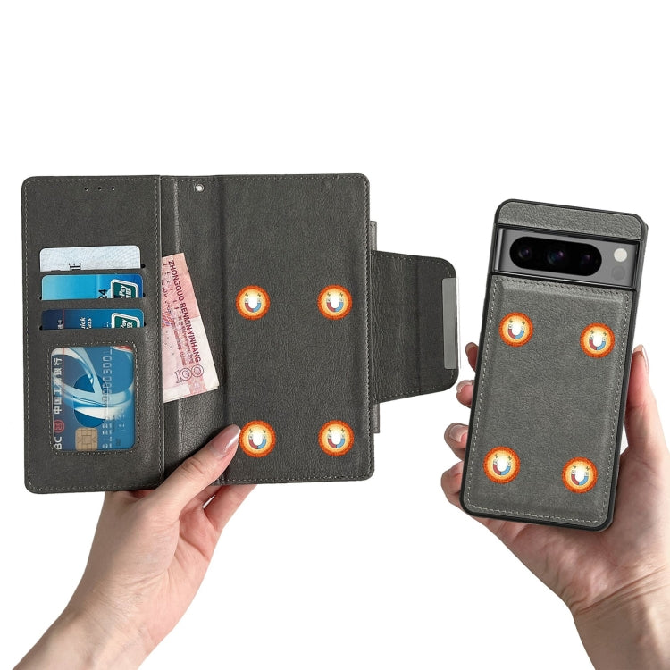 For Google Pixel 8 Pro Multifunctional 7-Card Wallet Leather Phone Case(Grey) - Google Cases by PMC TechLife | Online Shopping South Africa | PMC TechLife | Buy Now Pay Later Mobicred