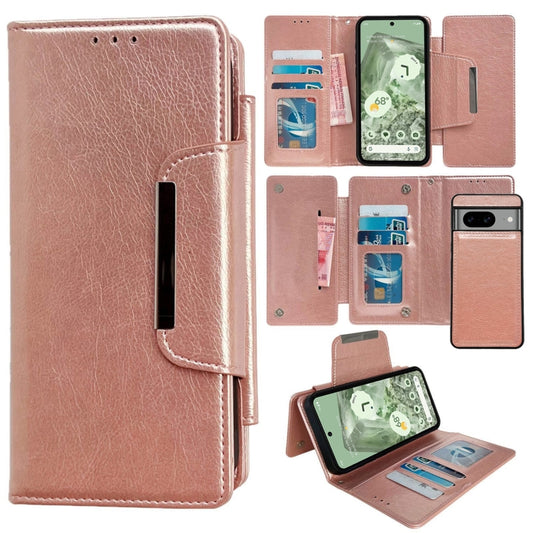 For Google Pixel 8 Multifunctional 7-Card Wallet Leather Phone Case(Rose Gold) - Google Cases by PMC Jewellery | Online Shopping South Africa | PMC Jewellery | Buy Now Pay Later Mobicred