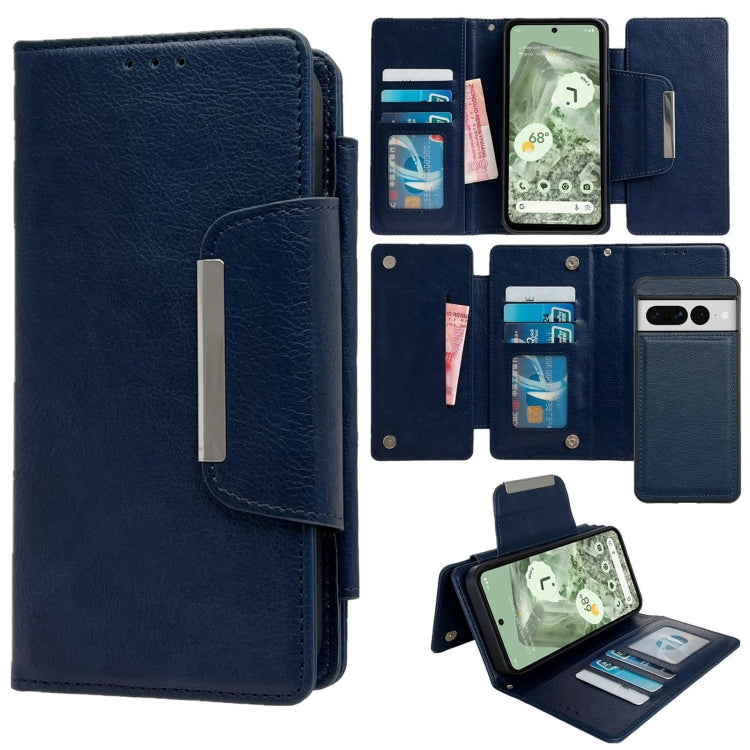 For Google Pixel 7 Pro Multifunctional 7-Card Wallet Leather Phone Case(Royal Blue) - Google Cases by PMC TechLife | Online Shopping South Africa | PMC TechLife | Buy Now Pay Later Mobicred