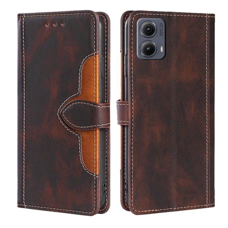 For Motorola Edge 5G 2024 Skin Feel Magnetic Buckle Leather Phone Case(Brown) - Motorola Cases by PMC Jewellery | Online Shopping South Africa | PMC Jewellery | Buy Now Pay Later Mobicred