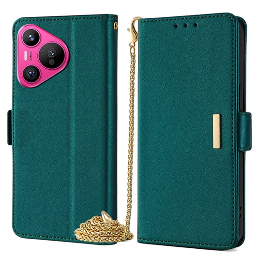 For Huawei Pura 70 5G Crossbody Chain Leather Phone Case(Green) - Huawei Cases by PMC Jewellery | Online Shopping South Africa | PMC Jewellery | Buy Now Pay Later Mobicred