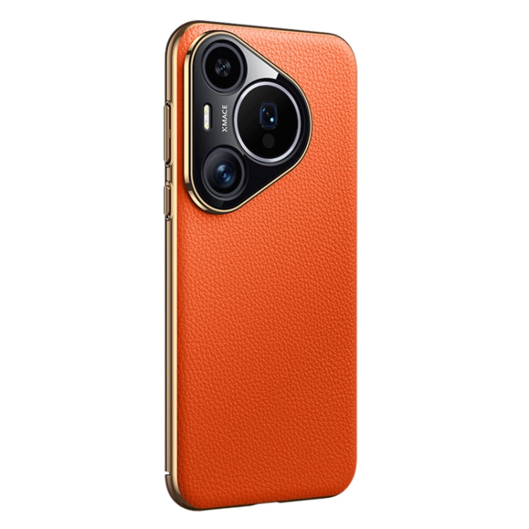 For Huawei Pura 70 Pro / Pro+ Litchi Texture Genuine Leather Phone Case(Orange) - Huawei Cases by PMC Jewellery | Online Shopping South Africa | PMC Jewellery | Buy Now Pay Later Mobicred