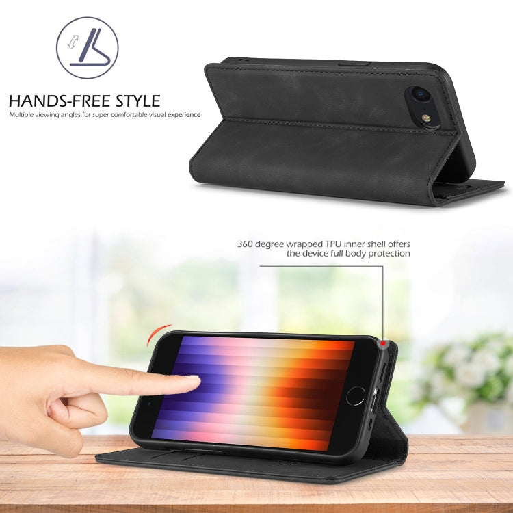 For iPhone SE 2024 LC.IMEEKE Strong Magnetic Leather Phone Case with Holder & Card Slots & Wallet(Black) - More iPhone Cases by LC.IMEEKE | Online Shopping South Africa | PMC Jewellery | Buy Now Pay Later Mobicred