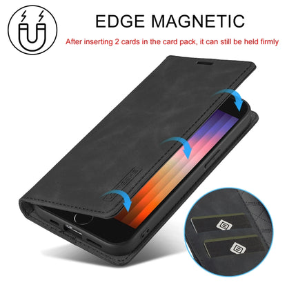 For iPhone SE 2024 LC.IMEEKE Strong Magnetic Leather Phone Case with Holder & Card Slots & Wallet(Black) - More iPhone Cases by LC.IMEEKE | Online Shopping South Africa | PMC Jewellery | Buy Now Pay Later Mobicred