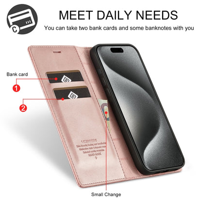 For iPhone 16 Pro LC.IMEEKE Strong Magnetism Microfiber Leather Phone Case(Rose Gold) - iPhone 16 Pro Cases by LC.IMEEKE | Online Shopping South Africa | PMC Jewellery | Buy Now Pay Later Mobicred