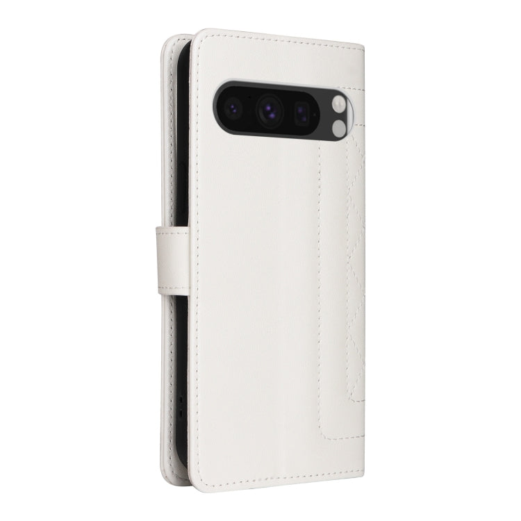 For Google Pixel 9 Pro Diamond Lattice Leather Flip Phone Case(White) - Google Cases by PMC Jewellery | Online Shopping South Africa | PMC Jewellery | Buy Now Pay Later Mobicred