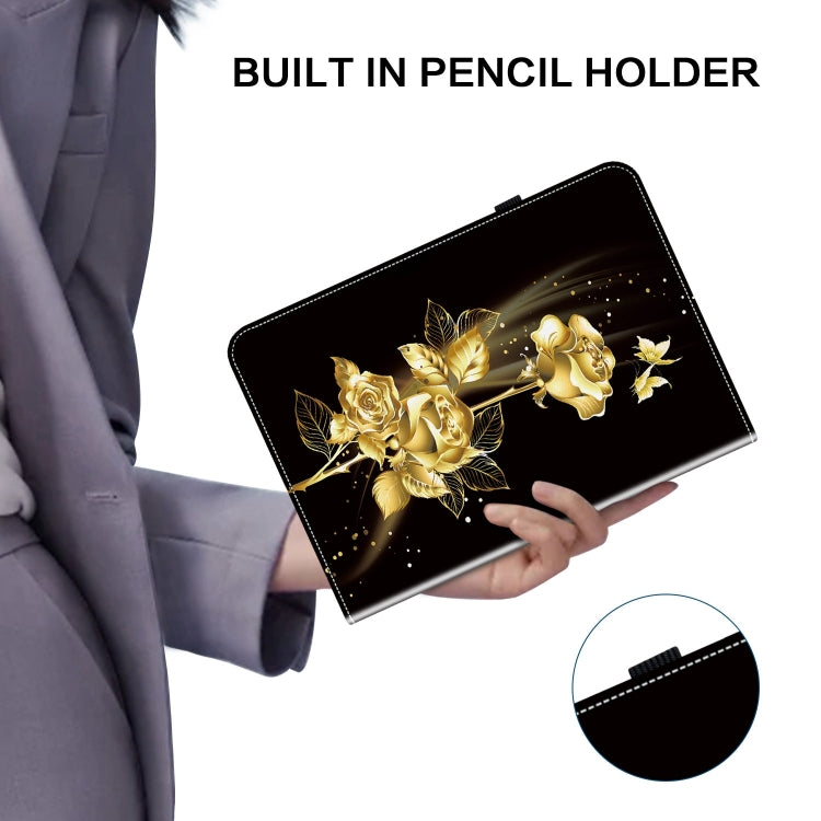 For iPad Air 11 2024 Crystal Texture Painted Leather Smart Tablet Case(Gold Butterfly Rose) - iPad Air 11 2024 Cases by PMC TechLife | Online Shopping South Africa | PMC TechLife | Buy Now Pay Later Mobicred