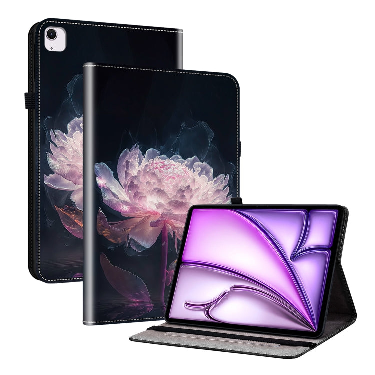 For iPad Air 11 2024 Crystal Texture Painted Leather Smart Tablet Case(Purple Peony) - iPad Air 11 2024 Cases by PMC Jewellery | Online Shopping South Africa | PMC Jewellery | Buy Now Pay Later Mobicred