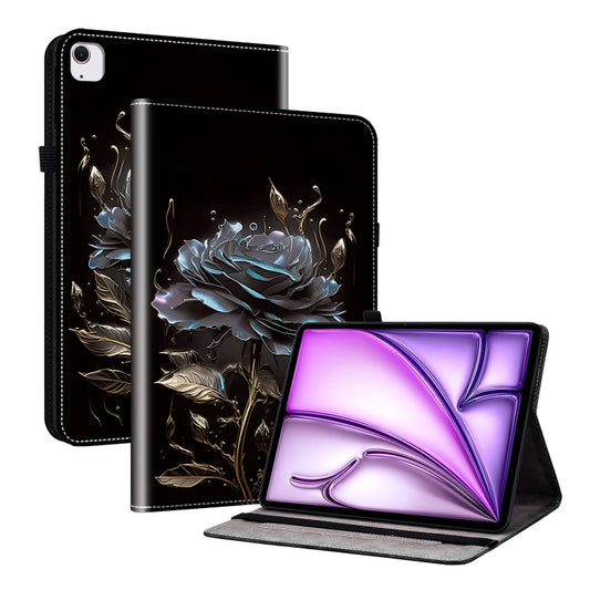 For iPad Air 11 2025 / 2024 Crystal Texture Painted Leather Smart Tablet Case(Black Rose) - iPad Air 11 2025 / 2024 Cases by PMC Jewellery | Online Shopping South Africa | PMC Jewellery | Buy Now Pay Later Mobicred