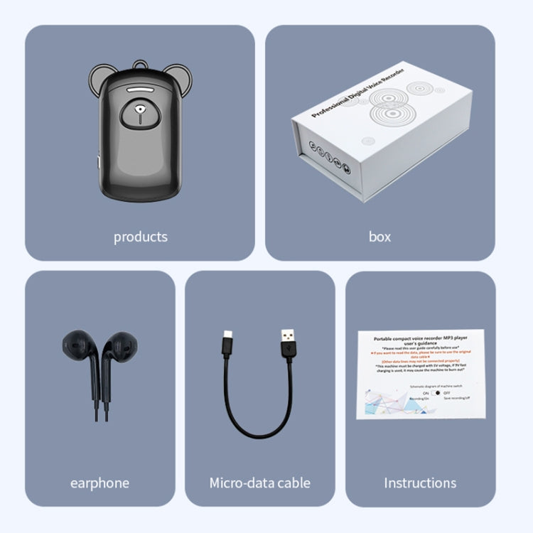 JNN Q6 Bear Smart Noise Cancelling Voice Recorder, Memory:4GB(Black) - free shipping - PMC TechLife - Order now!