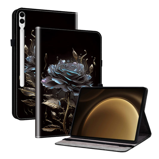 For Samsung Galaxy Tab S9+ / S9 FE+ Crystal Texture Painted Leather Tablet Case(Black Rose) - Galaxy Tab S9+ Cases by PMC Jewellery | Online Shopping South Africa | PMC Jewellery | Buy Now Pay Later Mobicred