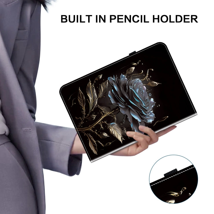 For Realme Pad 10.4 Crystal Texture Painted Leather Tablet Case(Black Rose) - Realme by PMC TechLife | Online Shopping South Africa | PMC TechLife | Buy Now Pay Later Mobicred