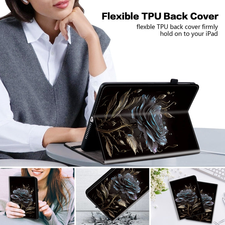 For Realme Pad 10.4 Crystal Texture Painted Leather Tablet Case(Black Rose) - Realme by PMC TechLife | Online Shopping South Africa | PMC TechLife | Buy Now Pay Later Mobicred