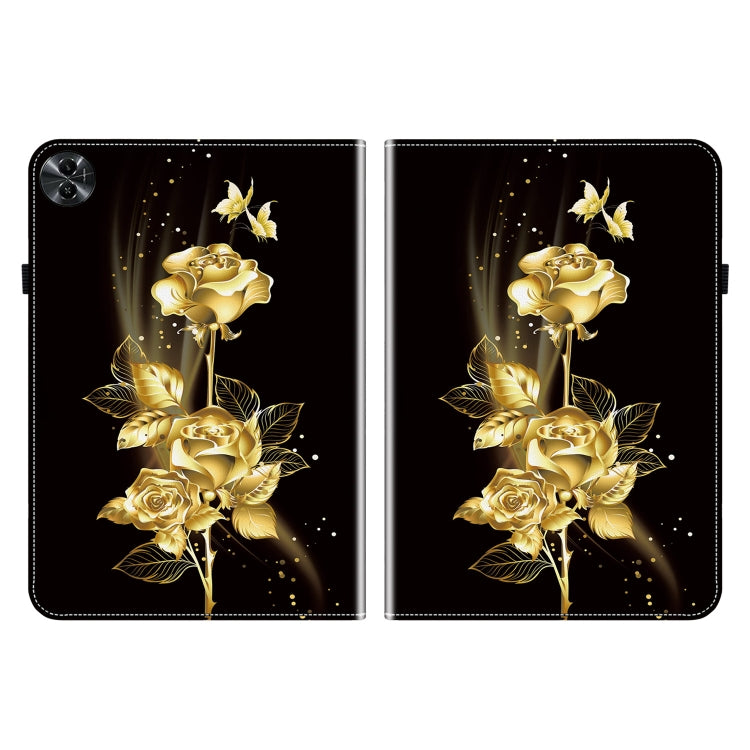 For Realme Pad 2 11.5 Crystal Texture Painted Leather Tablet Case(Gold Butterfly Rose) - Realme by PMC TechLife | Online Shopping South Africa | PMC TechLife | Buy Now Pay Later Mobicred