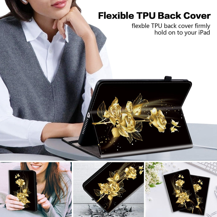 For Realme Pad 2 11.5 Crystal Texture Painted Leather Tablet Case(Gold Butterfly Rose) - Realme by PMC TechLife | Online Shopping South Africa | PMC TechLife | Buy Now Pay Later Mobicred