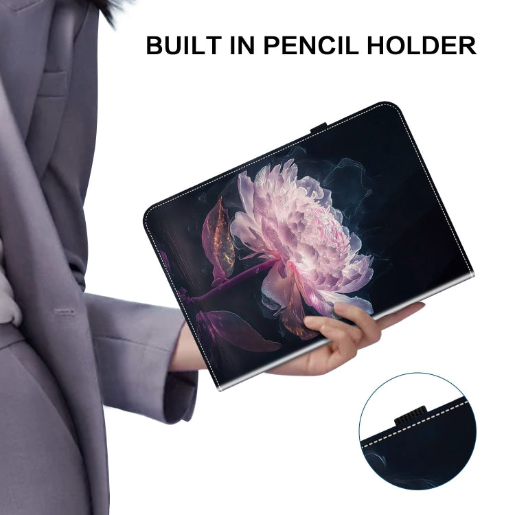For Nokia T21 Crystal Texture Painted Leather Tablet Case(Purple Peony) - Nokia by PMC TechLife | Online Shopping South Africa | PMC TechLife | Buy Now Pay Later Mobicred