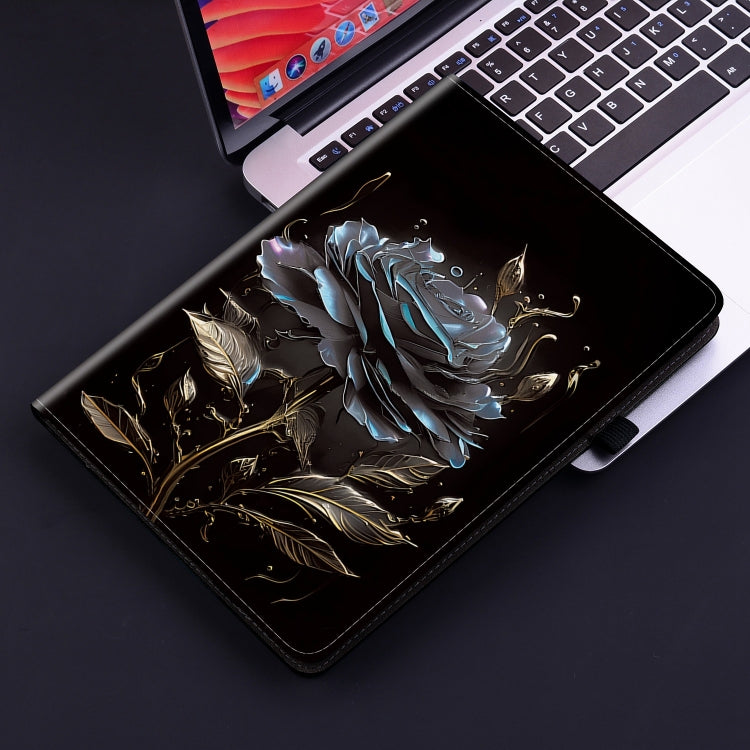 For Amazon Fire HD10 / HD10 Plus 2021 Crystal Texture Painted Leather Smart Tablet Case(Black Rose) - Amazon by PMC TechLife | Online Shopping South Africa | PMC TechLife | Buy Now Pay Later Mobicred