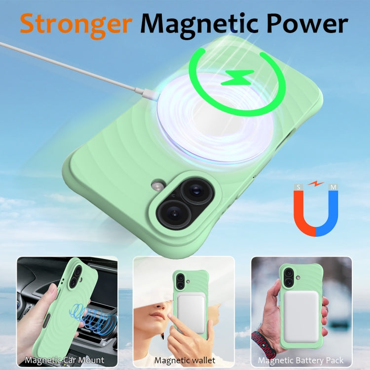 For iPhone 16 Plus Wave Texture MagSafe Magnetic Liquid Silicone Phone Case(Green) - iPhone 16 Plus Cases by PMC Jewellery | Online Shopping South Africa | PMC Jewellery | Buy Now Pay Later Mobicred