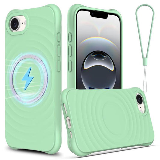 For iPhone 16e Wave Texture MagSafe Magnetic Liquid Silicone Phone Case(Green) - iPhone 16e Cases by PMC Jewellery | Online Shopping South Africa | PMC Jewellery | Buy Now Pay Later Mobicred