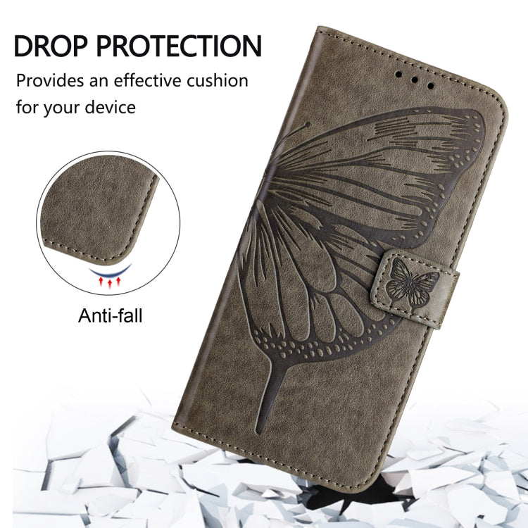 For Realme C67 5G India/Narzo 60x Global Embossed Butterfly Leather Phone Case(Grey) - C67 Cases by PMC Jewellery | Online Shopping South Africa | PMC Jewellery | Buy Now Pay Later Mobicred