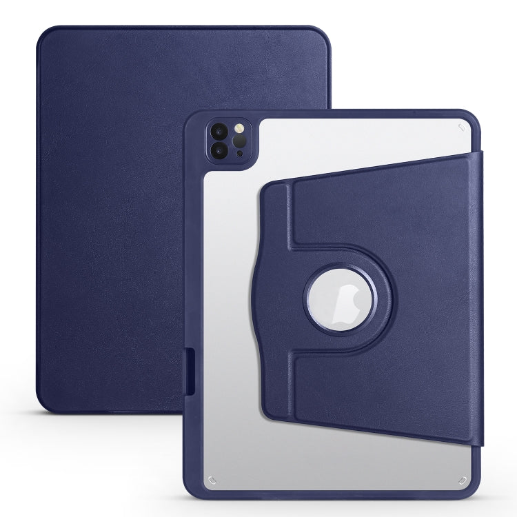 For iPad Air 11 2025 / 2024 Acrylic 360 Degree Rotation Holder Leather Tablet Case(Dark Blue) - More iPad Cases by PMC Jewellery | Online Shopping South Africa | PMC Jewellery | Buy Now Pay Later Mobicred