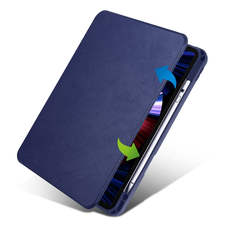 For iPad Air 11 2025 / 2024 Acrylic 360 Degree Rotation Holder Leather Tablet Case(Dark Blue) - More iPad Cases by PMC Jewellery | Online Shopping South Africa | PMC Jewellery | Buy Now Pay Later Mobicred