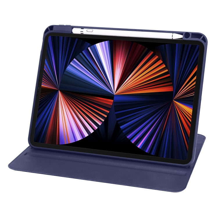 For iPad Air 11 2025 / 2024 Acrylic 360 Degree Rotation Holder Leather Tablet Case(Dark Blue) - More iPad Cases by PMC Jewellery | Online Shopping South Africa | PMC Jewellery | Buy Now Pay Later Mobicred