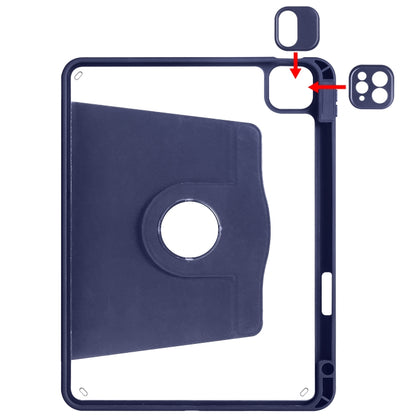 For iPad Air 11 2025 / 2024 Acrylic 360 Degree Rotation Holder Leather Tablet Case(Dark Blue) - More iPad Cases by PMC Jewellery | Online Shopping South Africa | PMC Jewellery | Buy Now Pay Later Mobicred